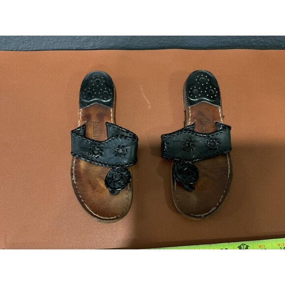 Jack Rogers Jacks Sandals Women's 5M Black Solid Woven Slip On Flat Heel Classic - Picture 2 of 4